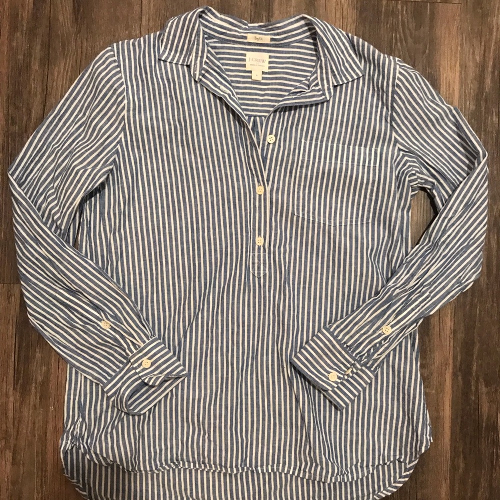 JCrew Boyfriend Fit Button Up Size S Pinstripe